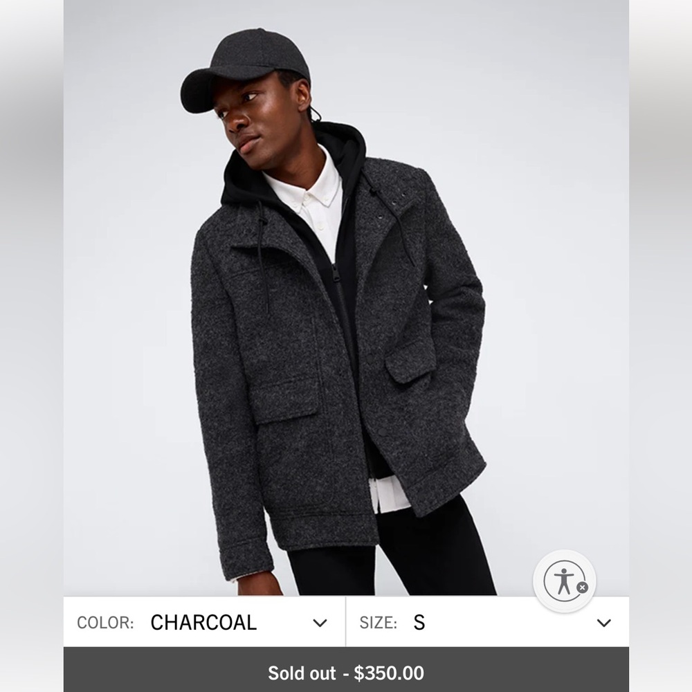 KENNETH COLE BOUCLE WOOL JACKET WITH ATTACHED JERSEY HOOD